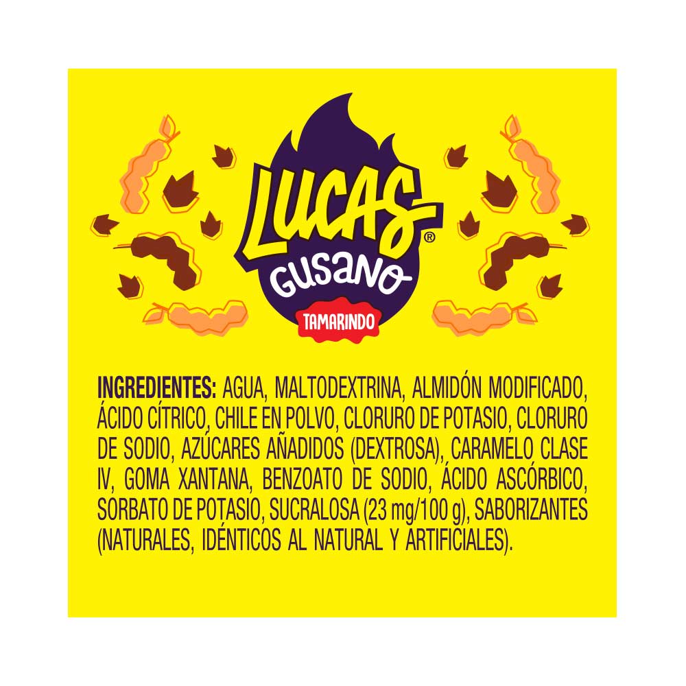 Dulce Acidito Lucas Gusano Tamarindo Paquete Con 10 Piezas