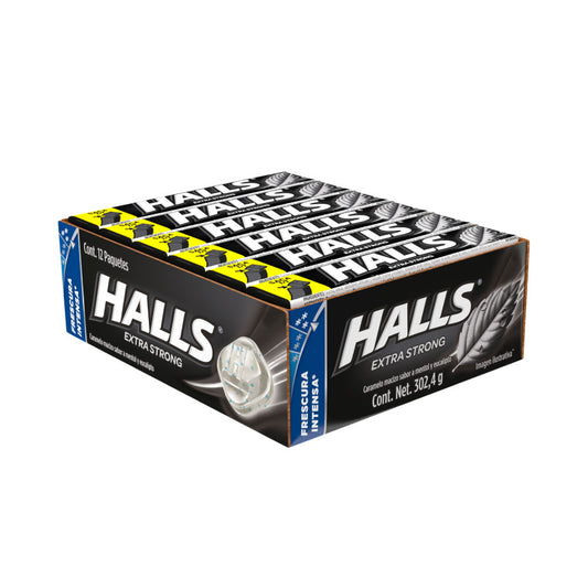 Pastillas Halls Extra Strong Paquete Con 12 Piezas De 9 Pastillas