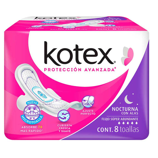 Kotex Toalla Nocturna Con Alas Con 8 Pz