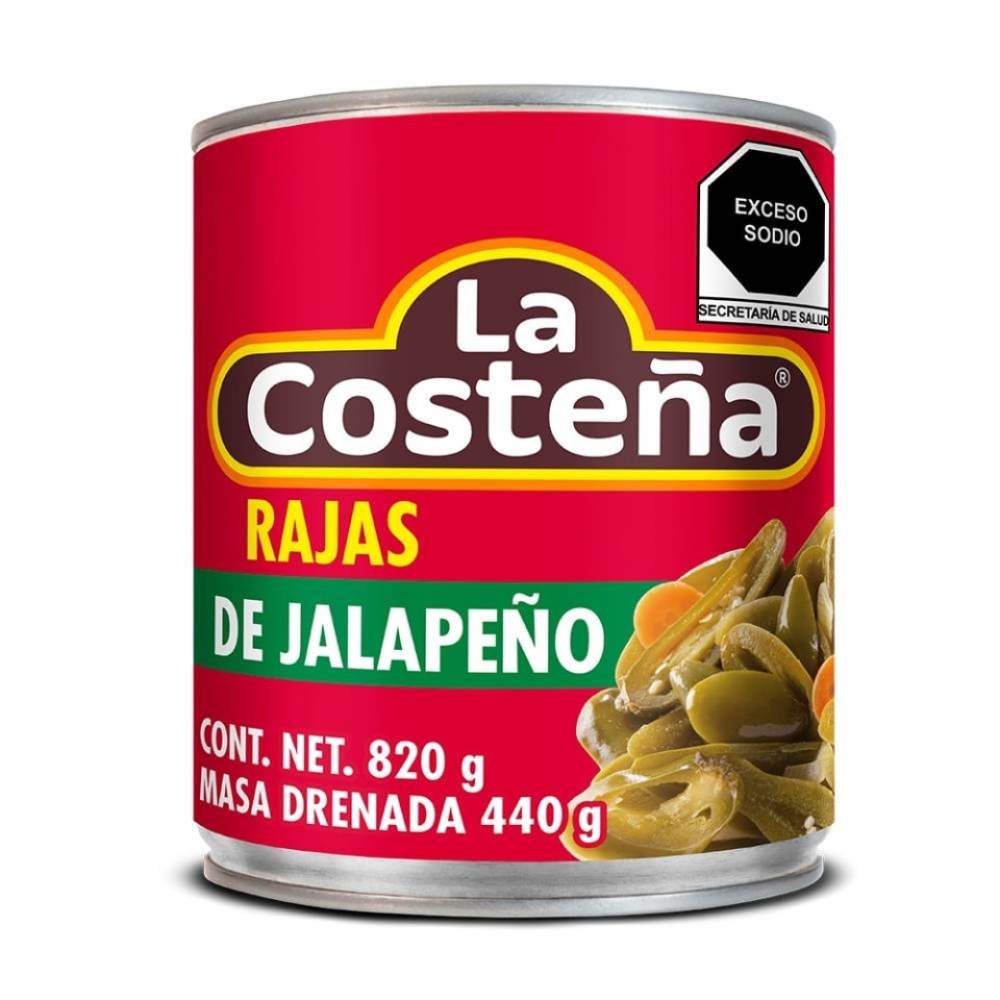 Chiles Jalapeños Rajas La Costeña 820 gr