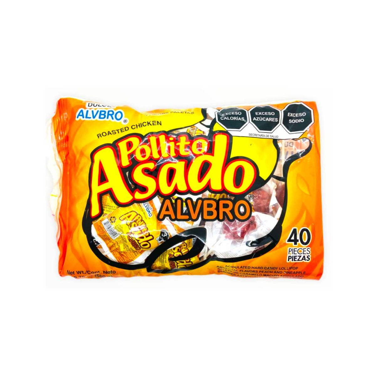 Chiqui Pollito Asado Paleta Con 40 Pz De 10Gr