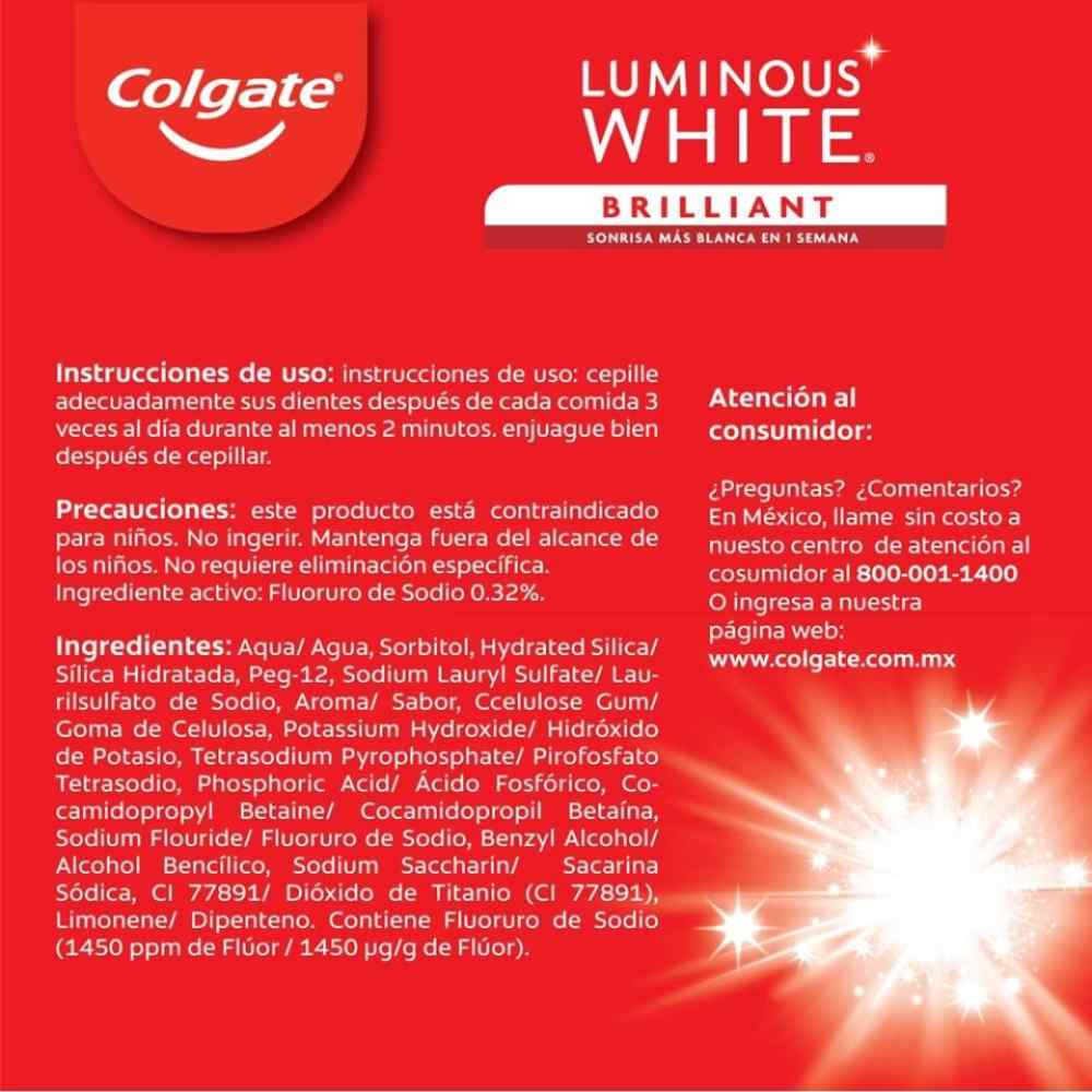 COLGATE CREMA DENTAL LUMINWHTE BRILLNT  2/100ML