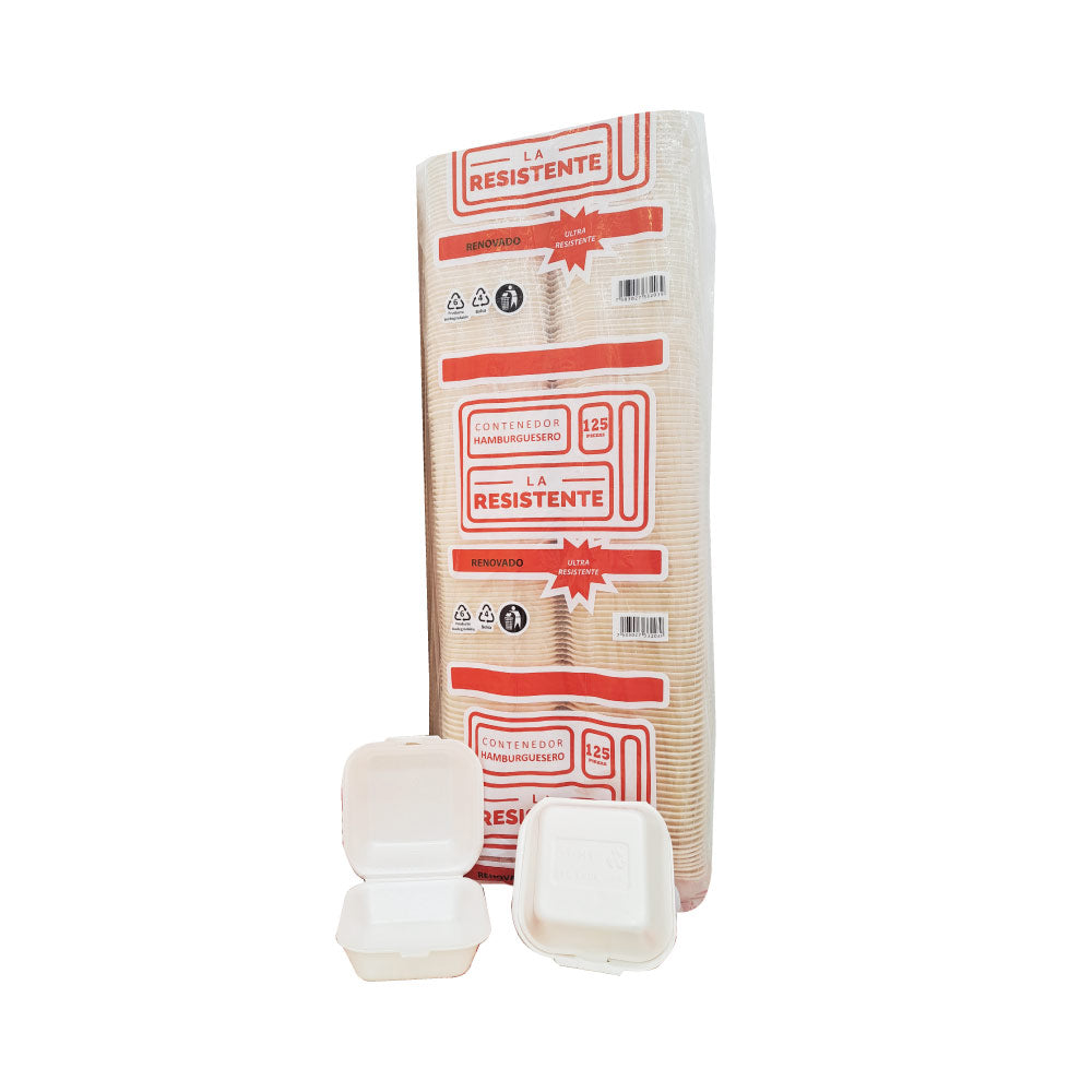 La Resistente Contenedor Hamburguesero 125 Pz