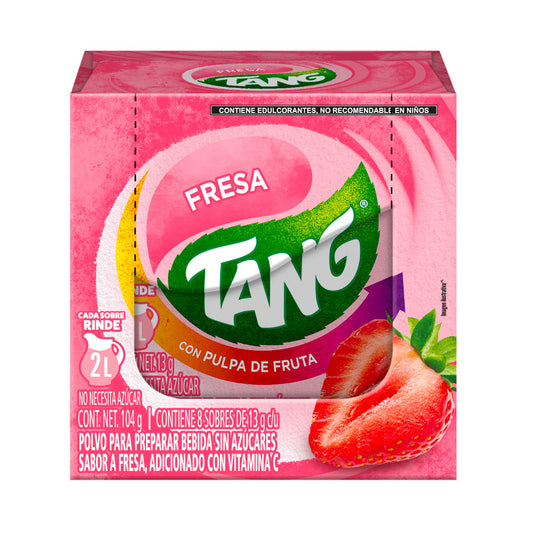 Polvo para preparar bebida Tang Sabor Fresa Reducido Azucar 8 sobres