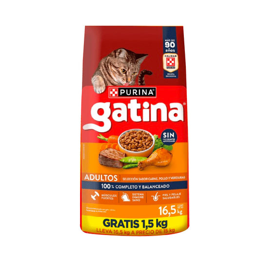 Gatina Alimento Para Gato Pollo 15 Kg + 1.5 Kg Gratis
