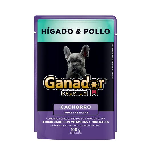 Ganador Premium Higado y Pollo sobre de 100 gr
