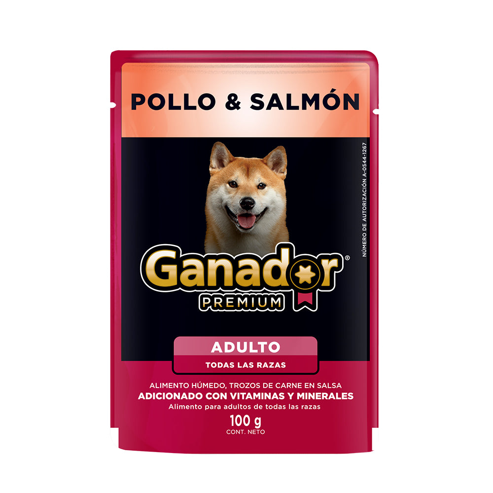 Ganador Premium  Pollo y Salmon sobre de 100 gr