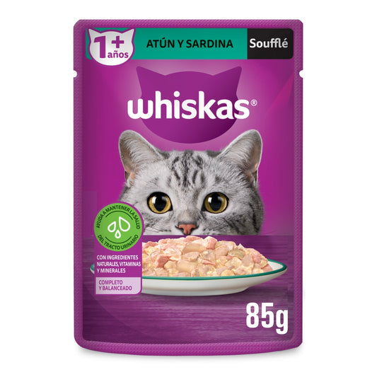 Whiskas Pouch Souffle Atun & Sardindas sobre de 85 gr