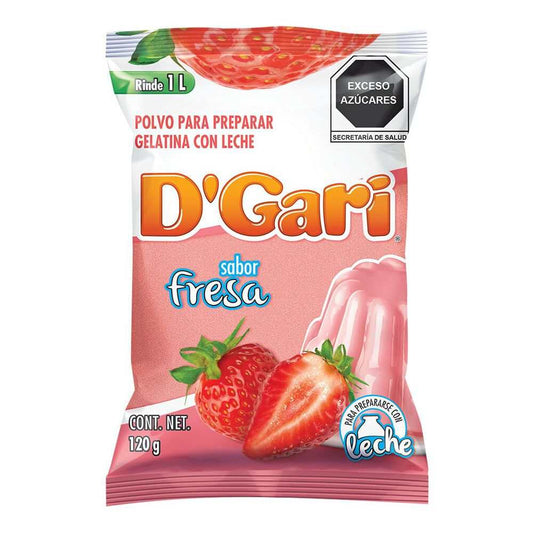 Gelatina D'Gari Sabor Leche Fresa 120 Gramos