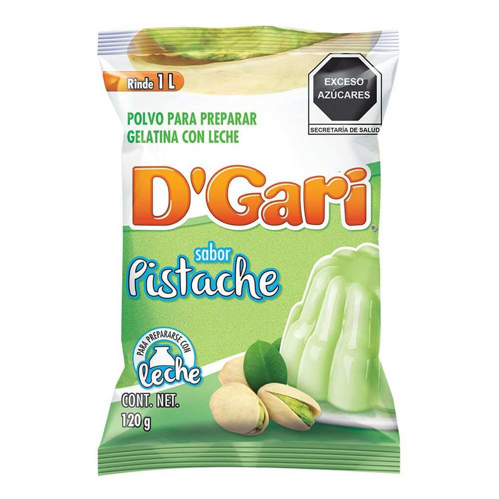 Gelatina D'Gari Sabor Leche Pistache 120 Gramos