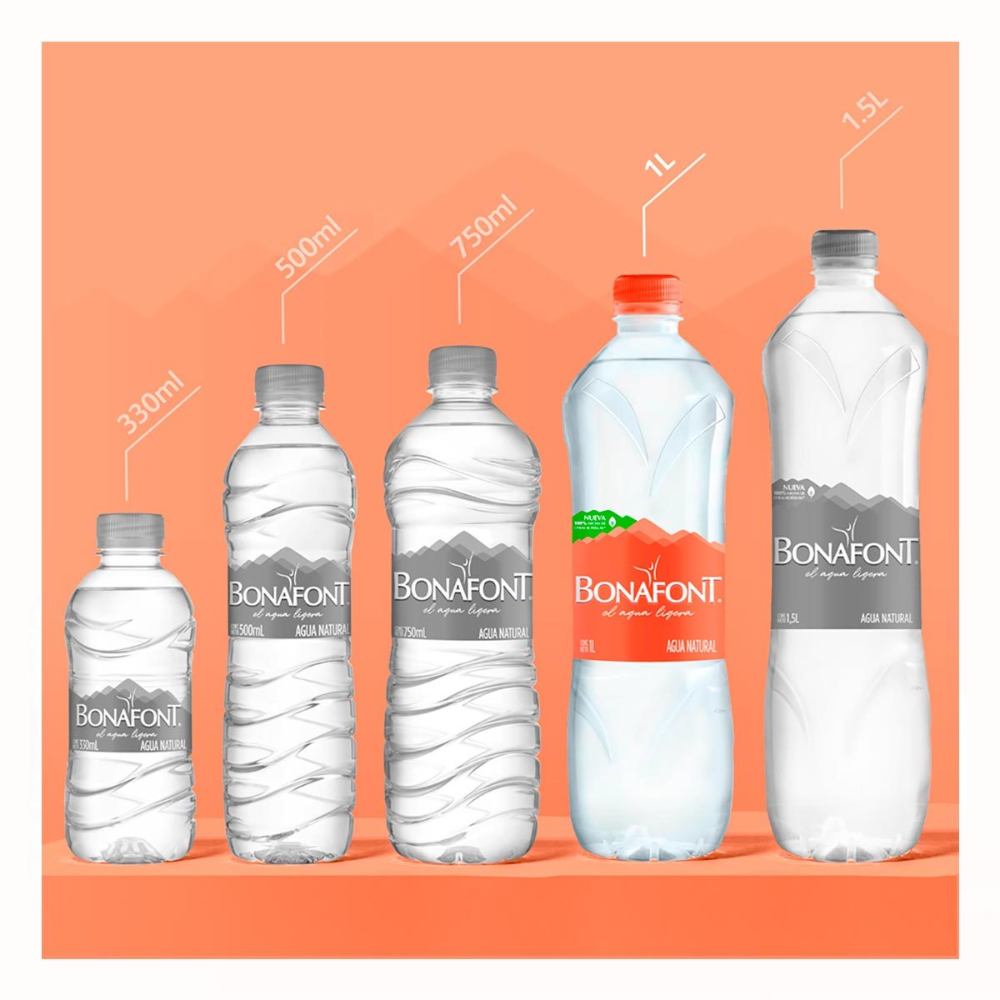 Agua Natural Bonafont Botella 1 Litro