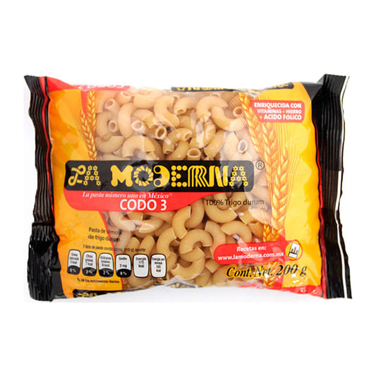 Pasta para Sopa La Moderna Codo #3 200 Gramos