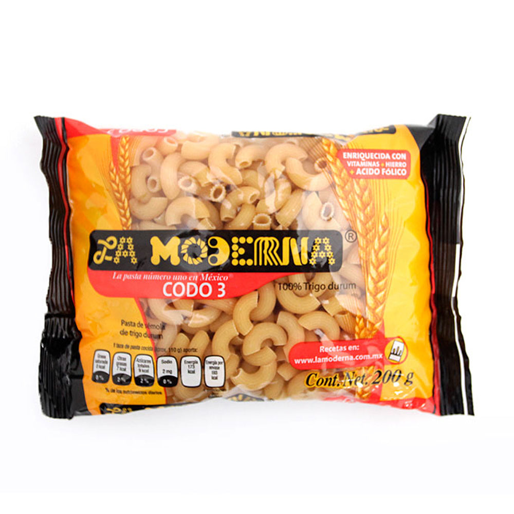 Pasta para Sopa La Moderna Codo #3 200 Gramos