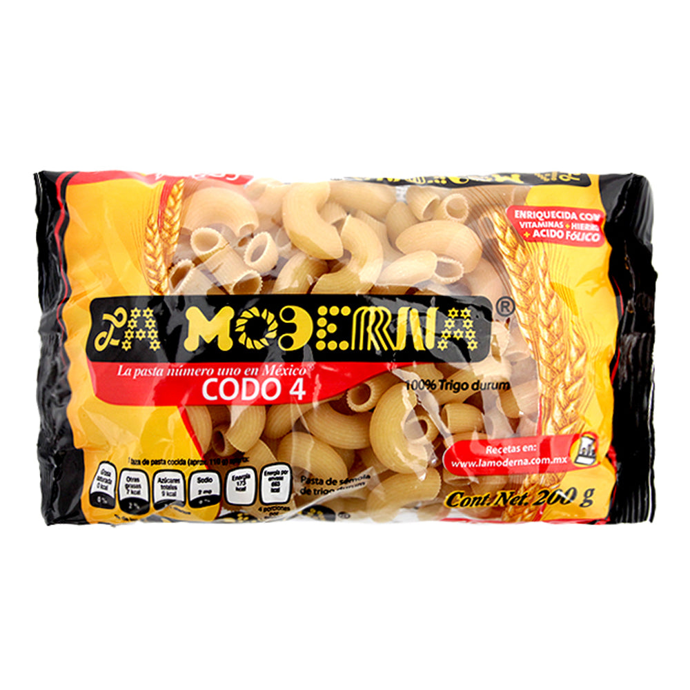 Pasta para Sopa La Moderna Codo #4 200 Gramos