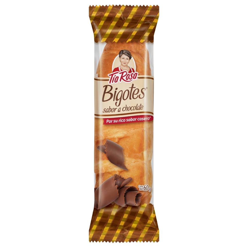 Pan Dulce Bigotes Chocolate Tia Rosa 60 Gramos