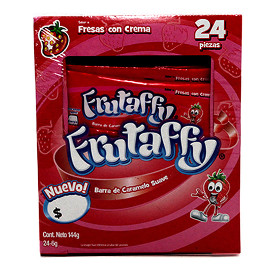 Chicloso Frutaffy Fresa Crema Con 24 Piezas De 6 Gramos