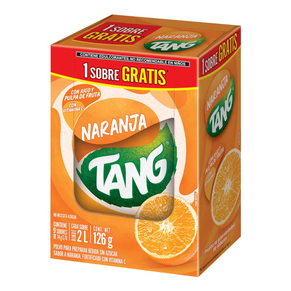 Polvo Para Preparar Bebida Tang Sabor Naranja Paquete con 8 Sobres
