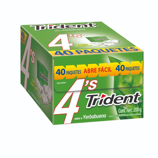 Goma de Mascar Trident con Microcapsulas Sabor Yerbabuena Paquete Con 40 Piezas De 4 Pastillas