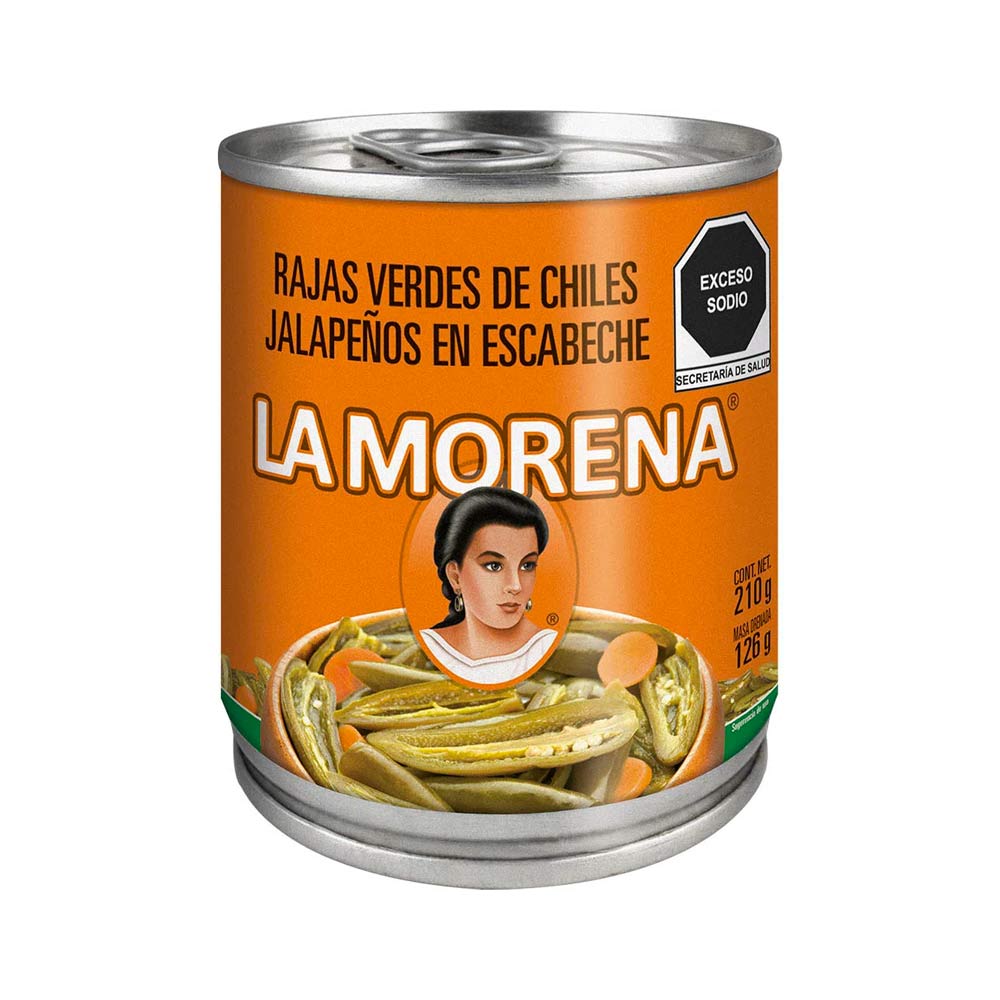 Chiles Jalapeños Rajas Verdes La Morena 210 gr