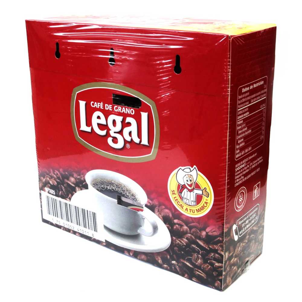Cafe Legal Molido Tradicional Paquete con 60 sobres de 28 Gramos