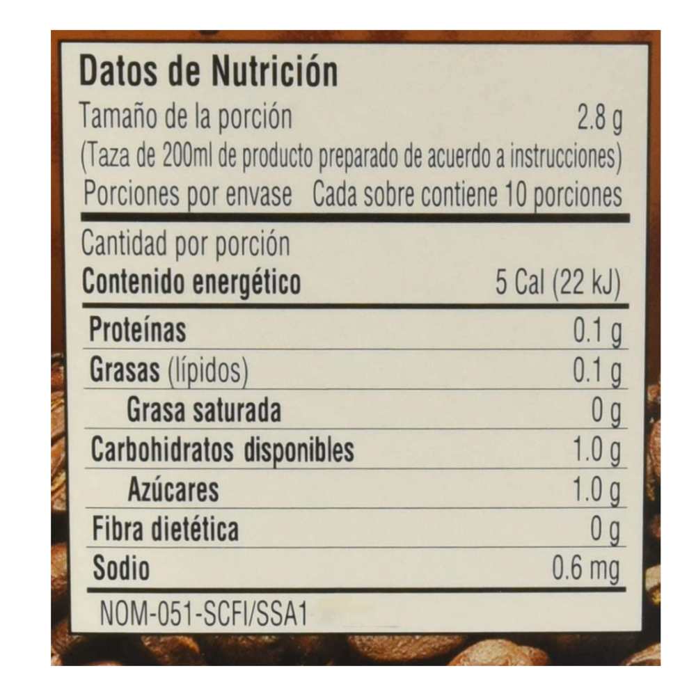 Cafe Legal Molido con Canela Paquete con 30 sobres de 28 Gramos