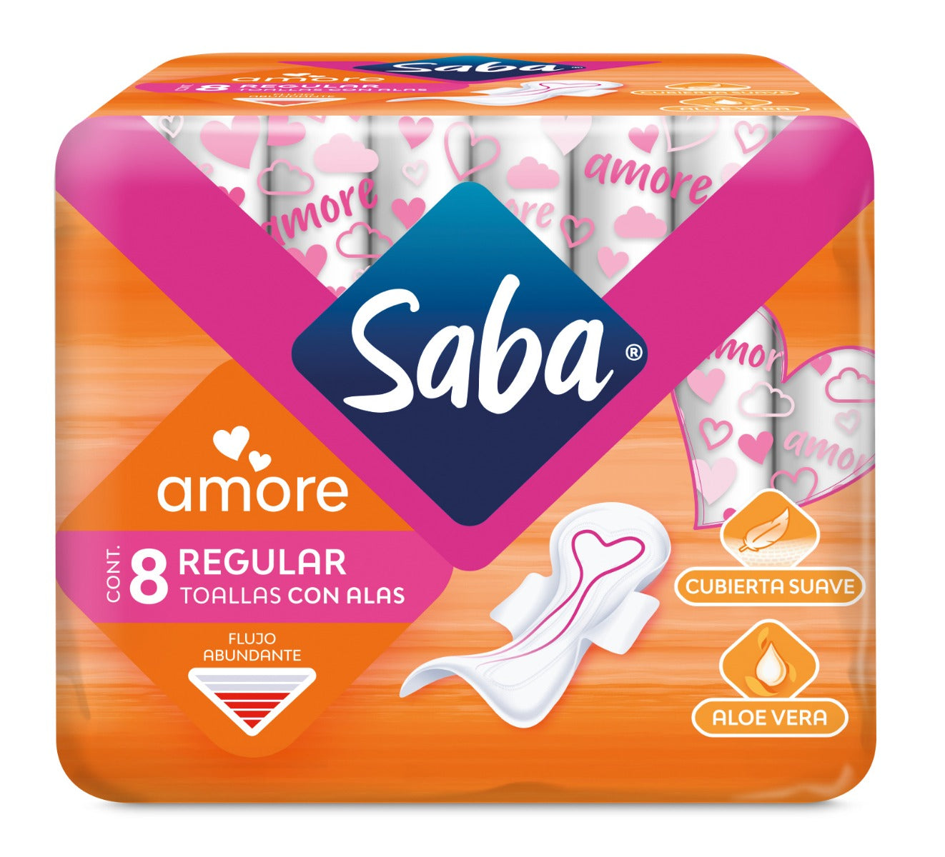 Toalla Femenina Saba Amore con Alas Paquete con 8 Piezas