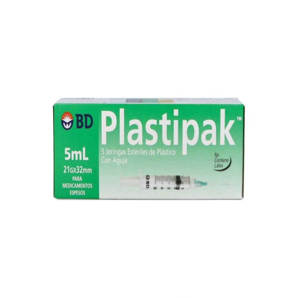 Plastipack Jeringa Verde 5 Ml  Con 5 Pz