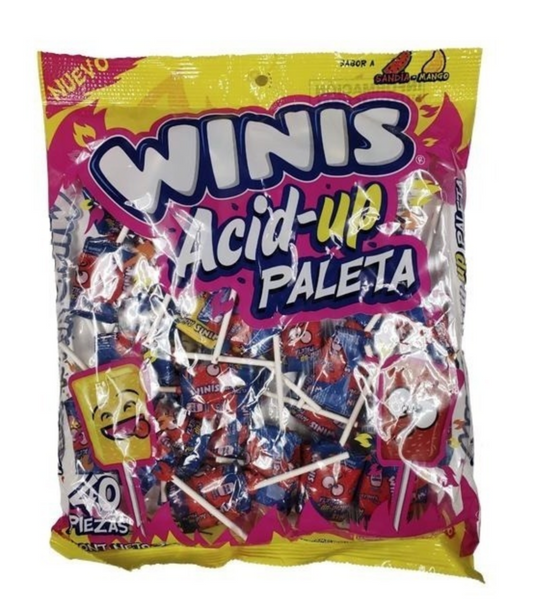 Paleta Acid-Up Surtido Winis Con 40 Pz De 8 Gramos