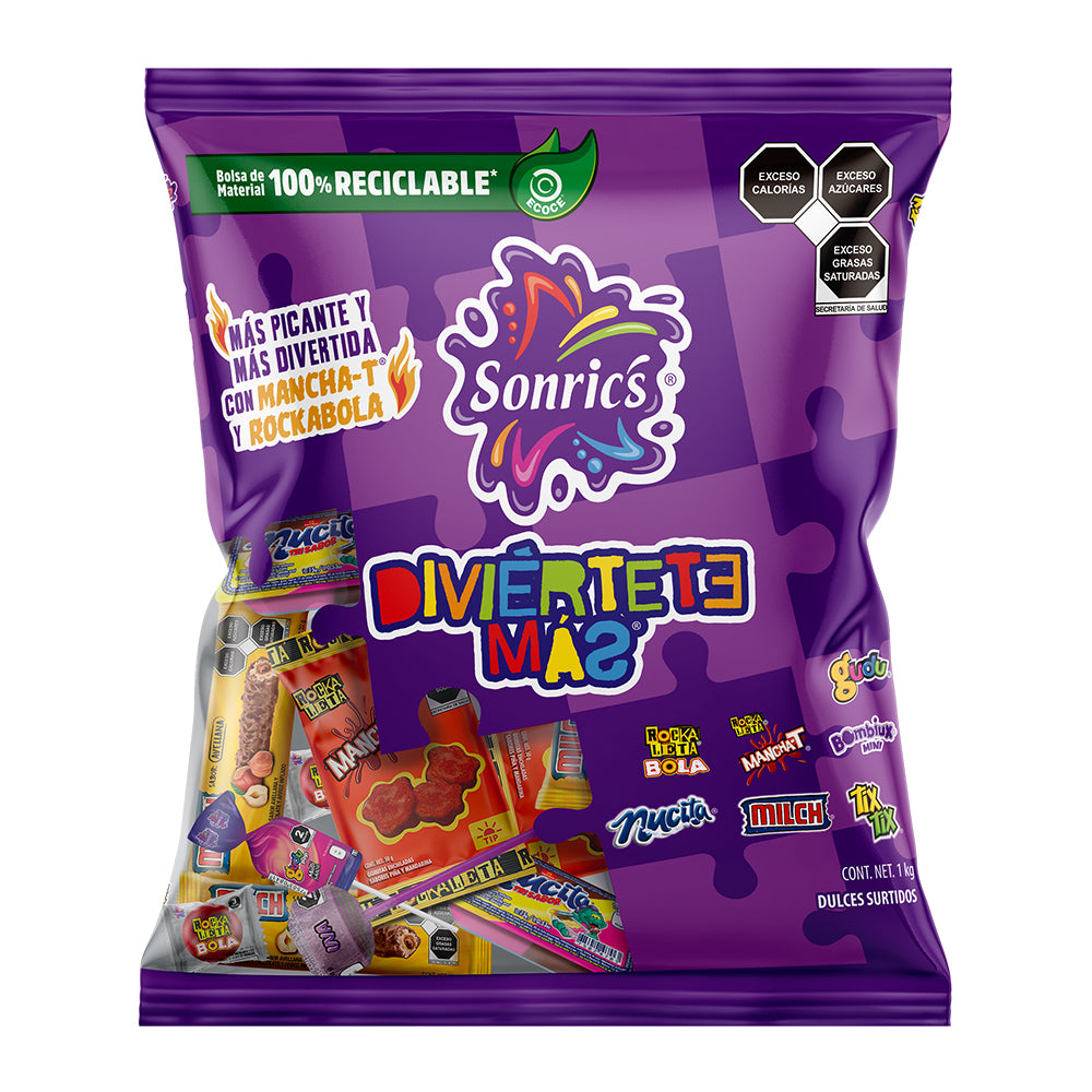 Paquete Diviertete Sonrics Mas Dulces Surtidos Bolsa 1 Kilo