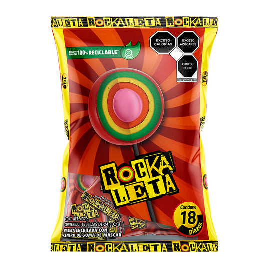 Paleta Enchilada Rockaleta Bolsa Con 18 Piezas