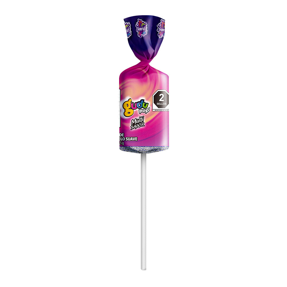 Paleta Gudu Pop Maciza Multisabor Con 40 Piezas De 8.5 Gramos