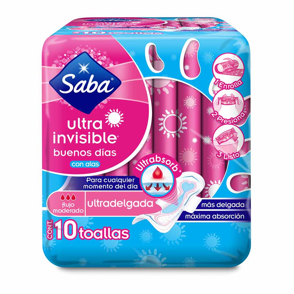 Toalla Femenina Saba Ultra Invisible Paquete con 10 Piezas