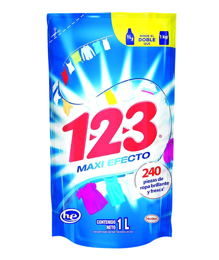Detergente Liquido 123 Fresca Blancura 1 lt