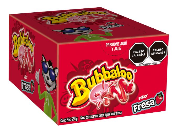 Chicle con Relleno Liquido Bubbaloo Sabor Fresa Con 50 piezas