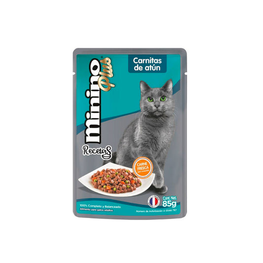 Alimento para Gato Minimo Plus Carnitas De Atun 85 Gramos