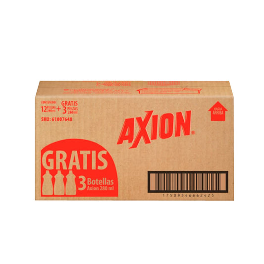 Axion Lavatrastes Líq Limón Caja 12 Pz 280 ml + 3 piezas gratis