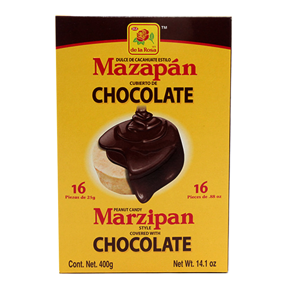 De La Rosa Mazapan Cubierto con Chocolate Paquete Con 16 Piezas De 25 Gr