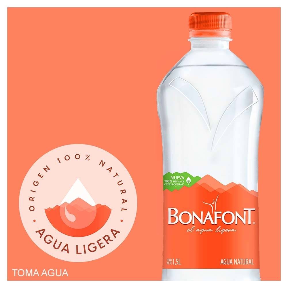 Agua Natural Bonafont Botella 1.5 Litros