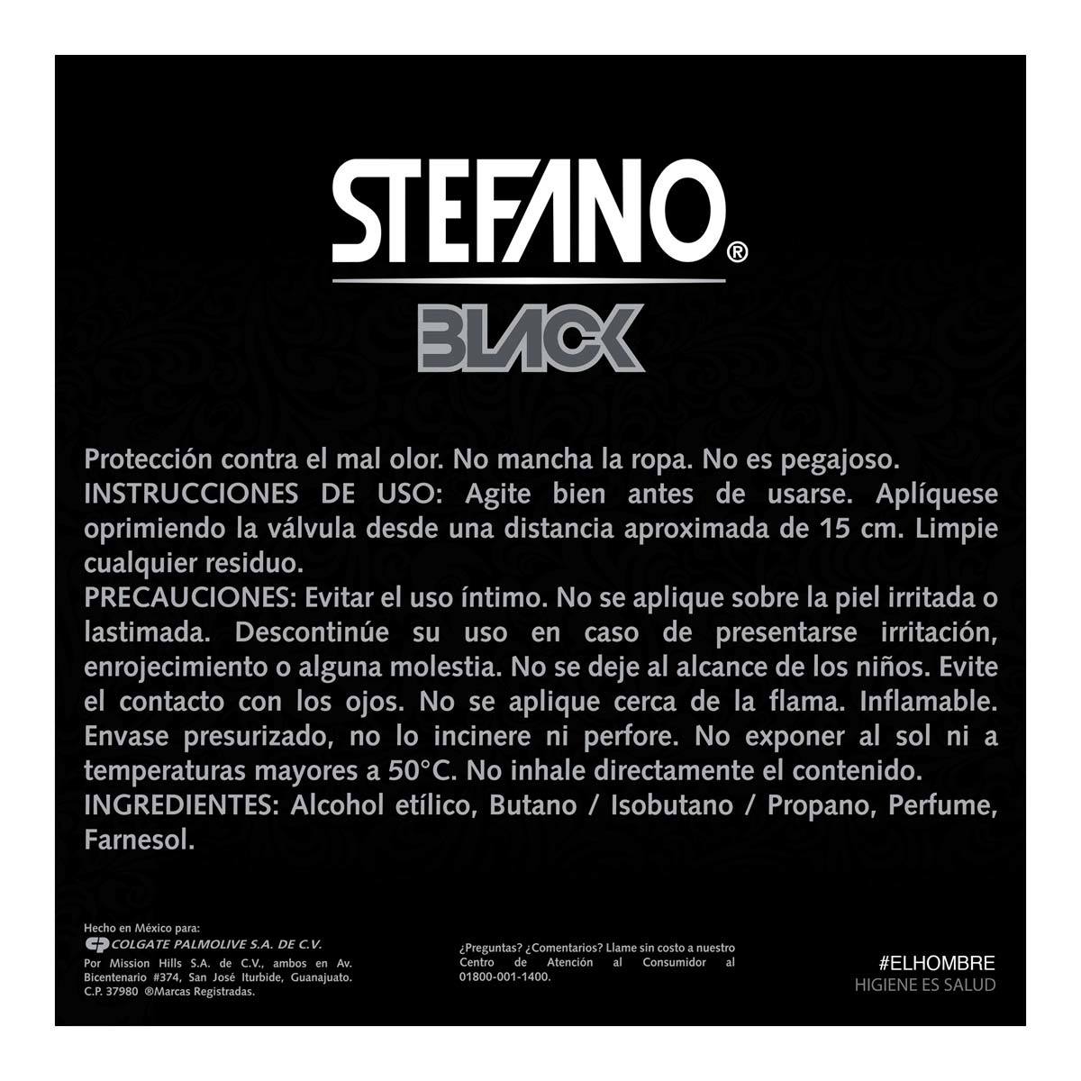 Desodorante Stefano Black en Aerosol de 159 ml