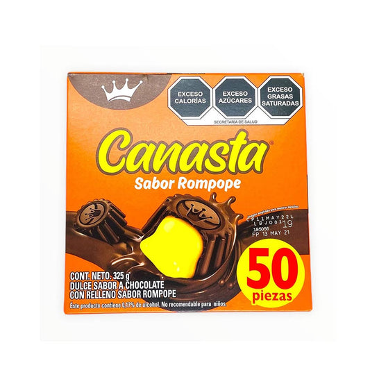 Chocolate Canasta Relleno Rompope Paquete Con 50 piezas